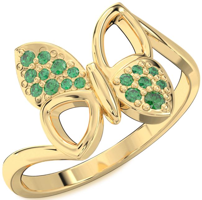 Emerald Gold Butterfly Ring