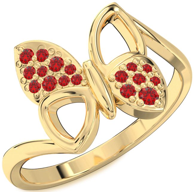 Ruby Gold Butterfly Ring