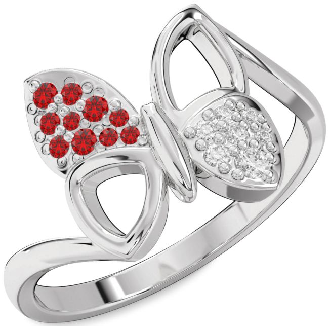 Diamond & Ruby Platinum Butterfly Ring