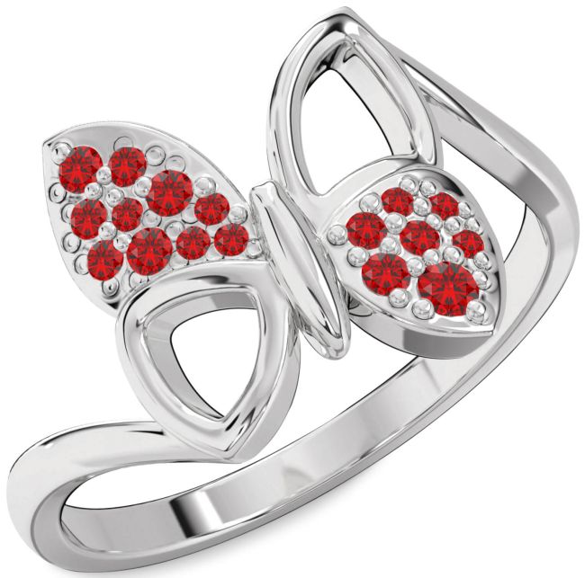 Ruby White Gold Butterfly Ring