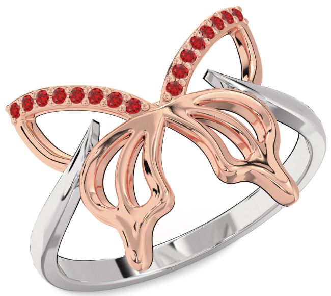 Ruby Platinum & Rose Gold Butterfly Ring