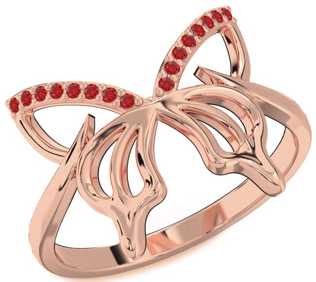 Ruby Rose Gold Butterfly Ring