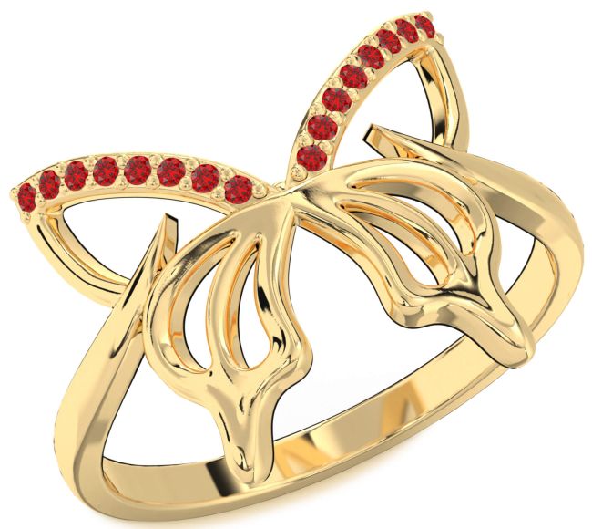 Ruby Gold Butterfly Ring