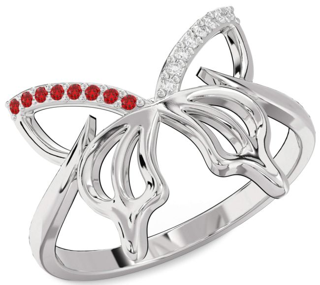 Diamond & Ruby Platinum Butterfly Ring