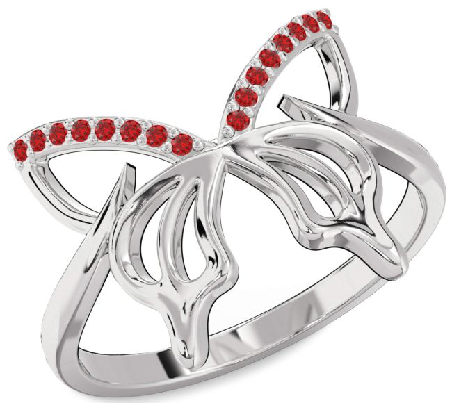 Ruby Platinum Butterfly Ring