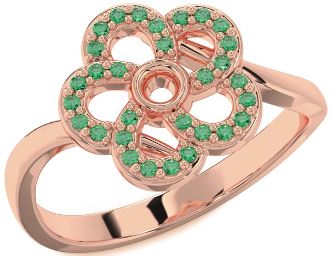 Emerald Rose Gold Flower Ring