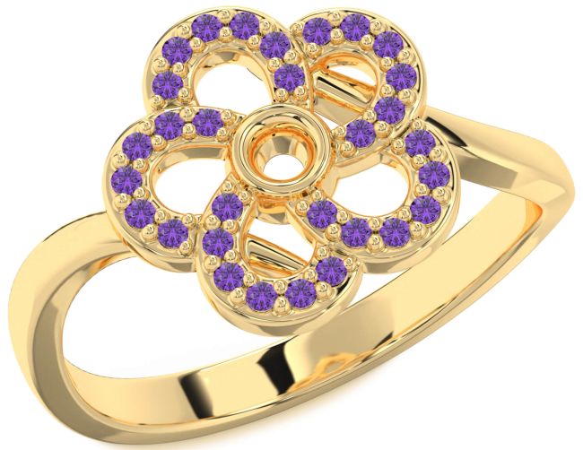 Amethyst Gold Flower Ring