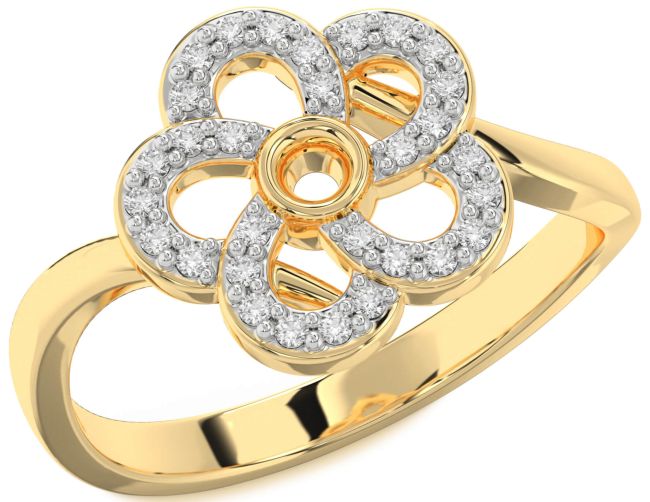 Diamond Gold Flower Ring