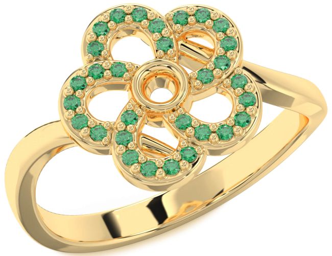Emerald Gold Flower Ring
