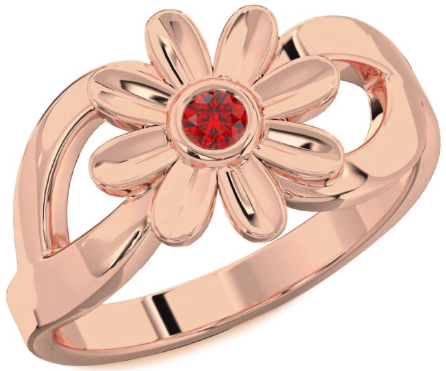 Ruby Rose Gold Silver Daisy Flower Ring