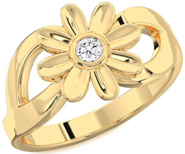Diamond Gold Daisy Flower Ring