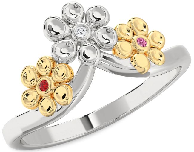 Gold Silver Flower Ring