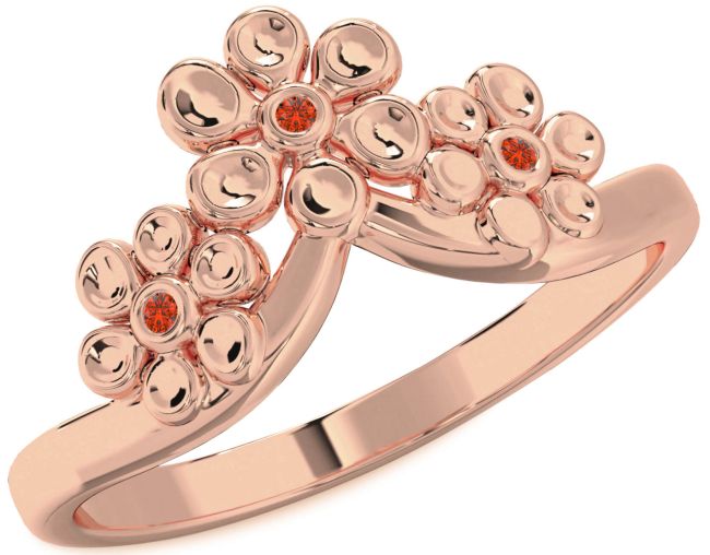 Fire Opal Rose Gold Flower Ring