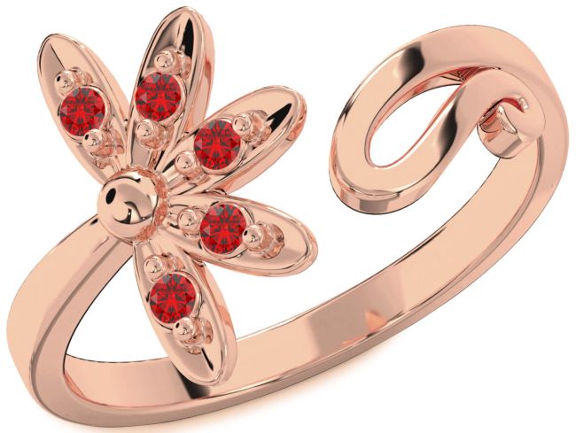 Ruby Rose Gold Silver Daisy Flower Ring