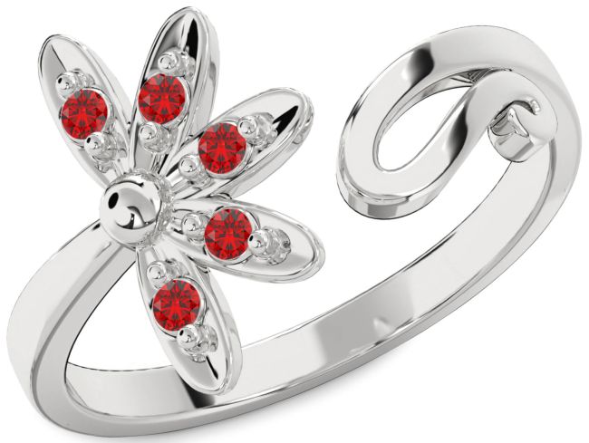 Ruby White Gold Daisy Flower Ring