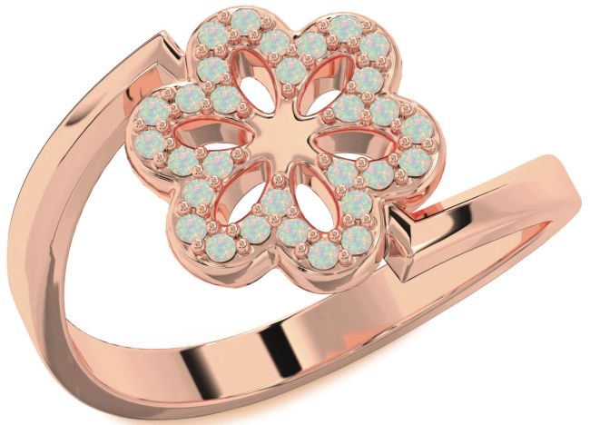 Opal Rose Gold Flower Ring