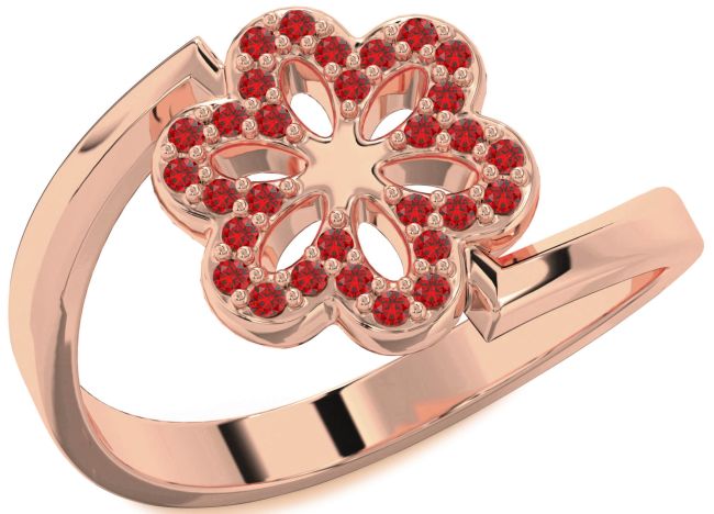 Ruby Rose Gold Silver Flower Ring
