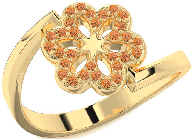 Citrine Gold Flower Ring