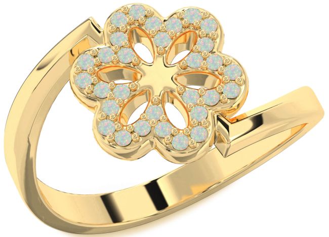 Opal Gold Flower Ring