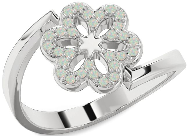 Opal White Gold Flower Ring