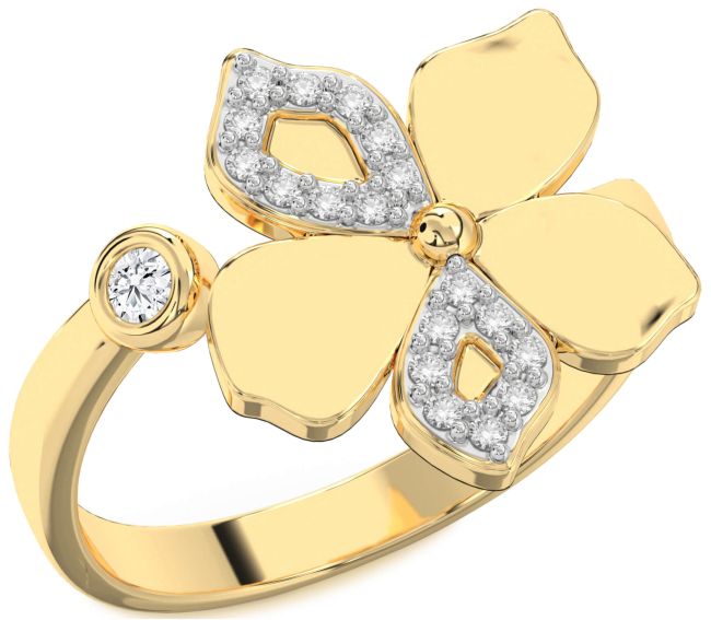 Diamond Gold Silver Flower Ring