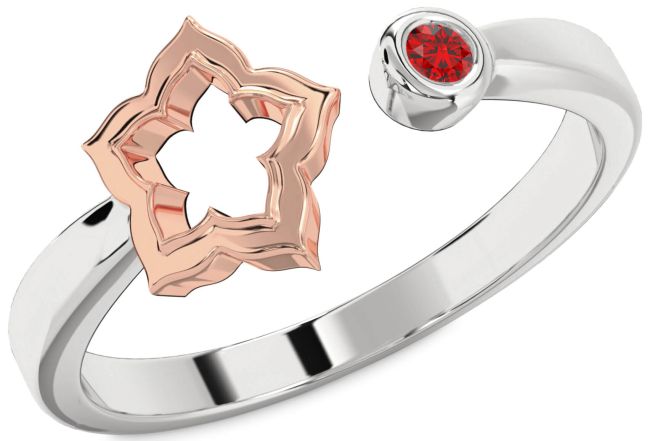 Ruby Platinum & Rose Gold Flower Ring