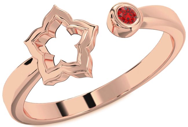 Ruby Rose Gold Silver Flower Ring