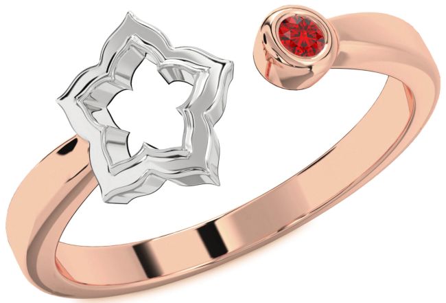 Ruby Platinum & Rose Gold Flower Ring