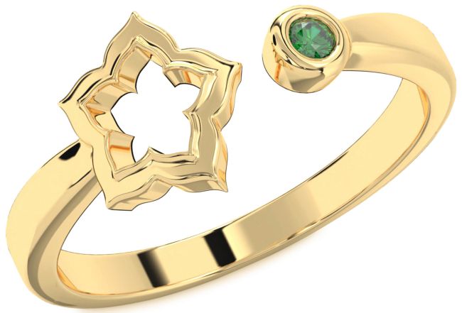 Emerald Gold Flower Ring