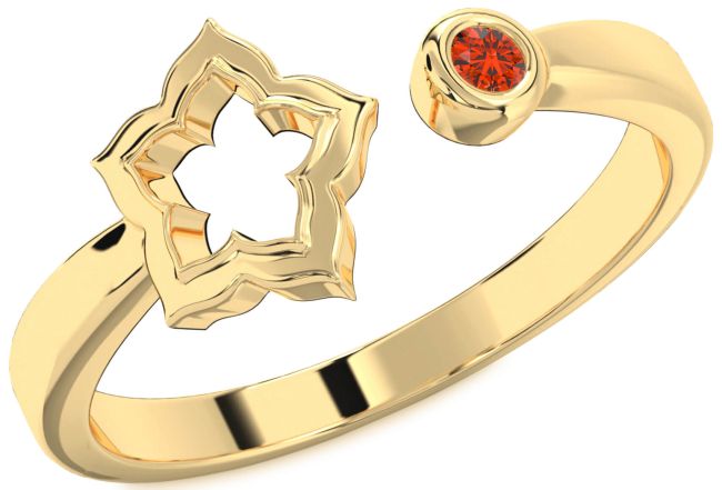 Fire Opal Gold Flower Ring