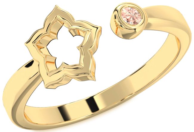 Morganite Gold Flower Ring