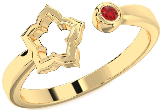 Ruby Gold Silver Flower Ring