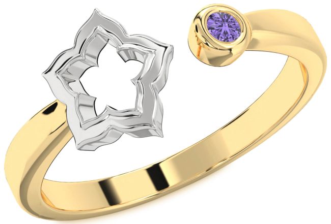 Alexandrite Gold Silver Flower Ring