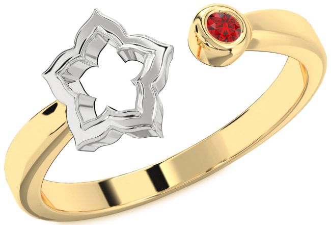 Ruby Platinum & Yellow Gold Flower Ring