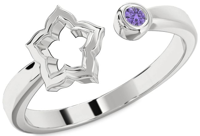 Alexandrite White Gold Flower Ring