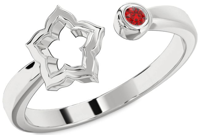 Ruby Platinum Flower Ring