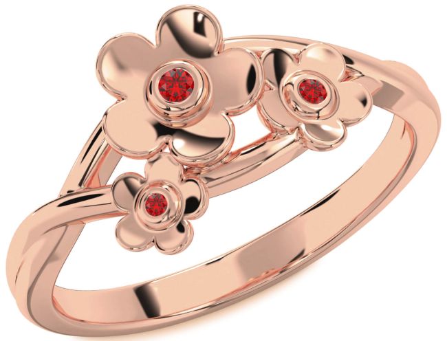 Ruby Rose Gold Silver Flower Ring