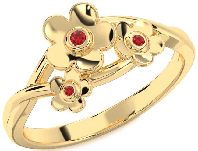 Ruby Gold Silver Flower Ring