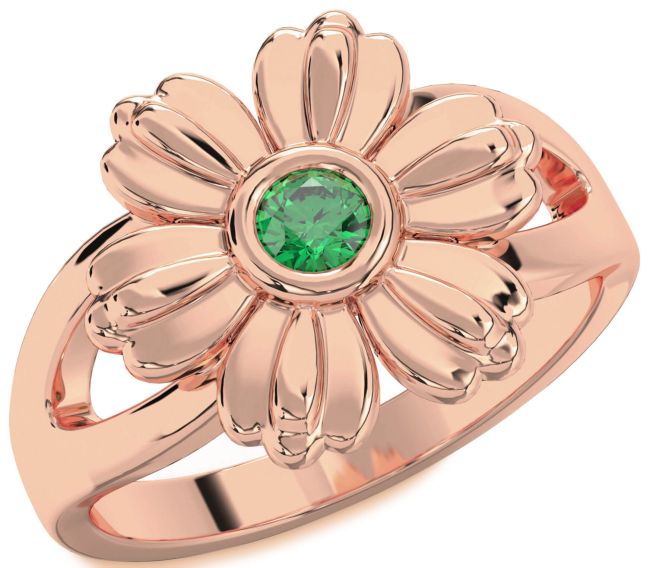 Emerald Rose Gold Flower Ring
