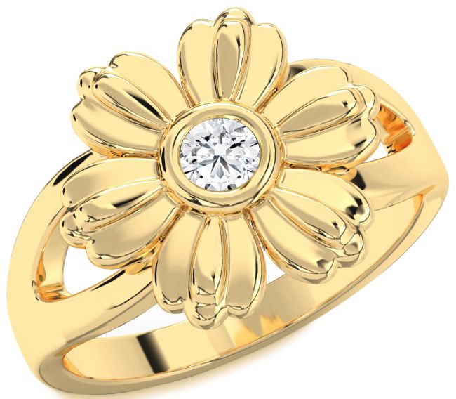 Diamond Gold Flower Ring