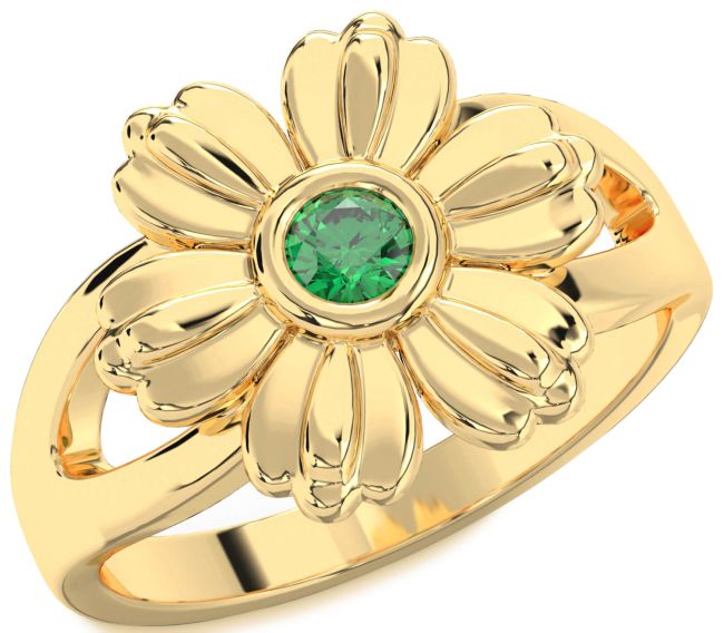 Emerald Gold Flower Ring