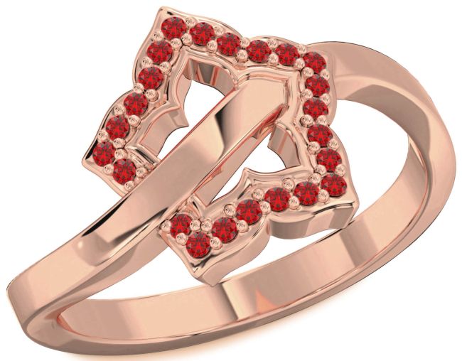 Ruby Rose Gold Silver Flower Ring