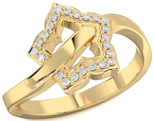 Diamond Gold Flower Ring
