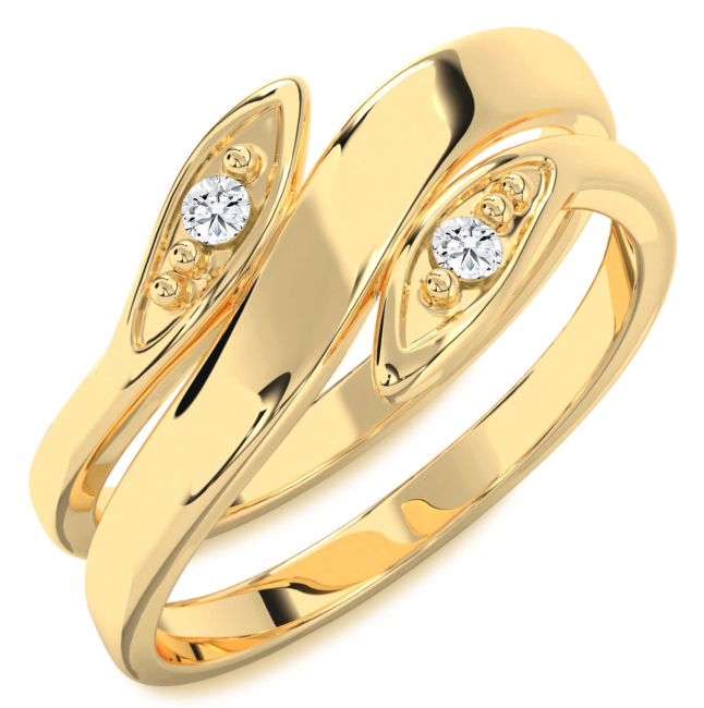 Diamond Gold Silver Round Two Stone Ring