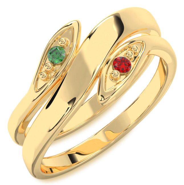 Gold Silver Round Two Stone Promise Ring