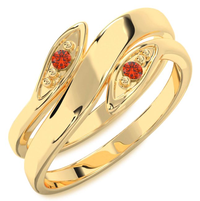 Fire Opal Gold Round Two Stone Ring