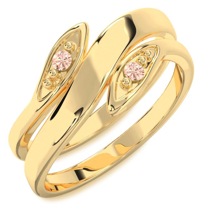 Morganite Gold Round Two Stone Ring