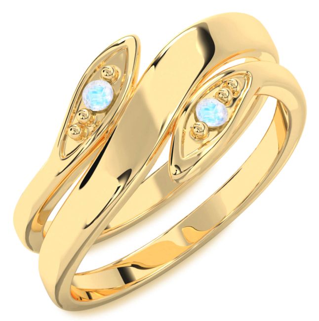 Moonstone Gold Round Two Stone Ring