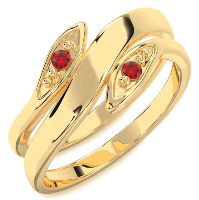 Ruby Gold Round Two Stone Birthstone Ring
