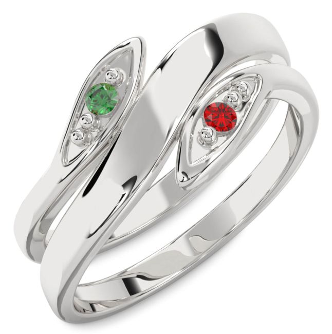 Silver Round Two Stone Promise Ring